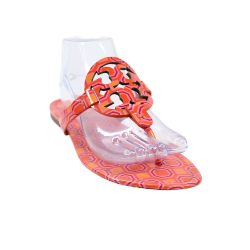 Tory Burch Womens Miller Patent Leather Slip-On Sandals Multicolor Size 10